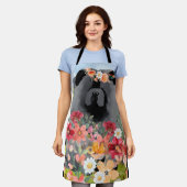 Tablier LAVAGE EN noir clair - Chien de Chow bleu (Porté)