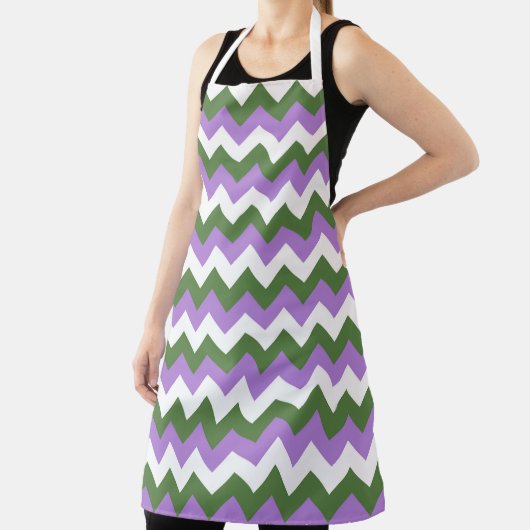 Tablier Lavande, vert et blanc Chevron Zigzag (Insitu)
