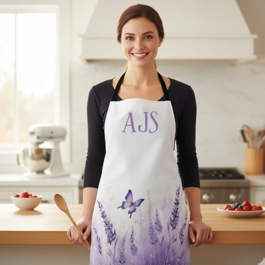 Tablier Lavender Butterfly Monogrammed Chef