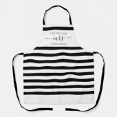Tablier L'avenir Mme Black Elegant Modern Stripes Script (Recto)