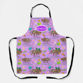 Tablier Lazy Sloth Violet Orchid Purple Polka Dot Fleurs (Recto)