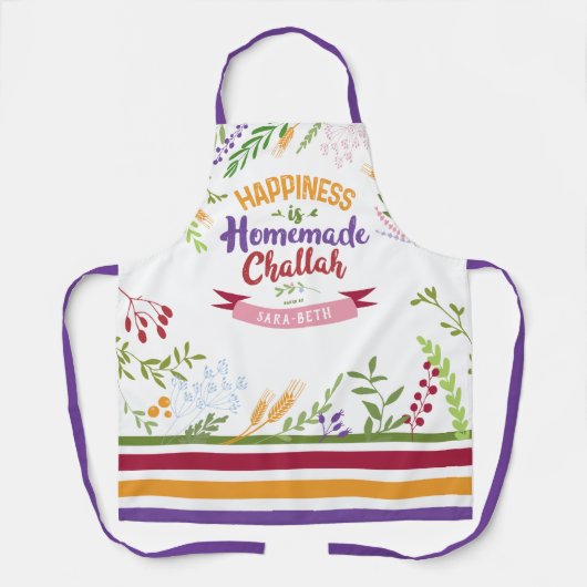 Tablier Le bonheur est fait maison Challah Floral & Stripe (Recto)