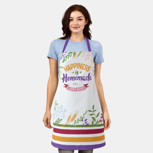 Tablier Le bonheur est fait maison Floral & Stripes Apron (Porté)