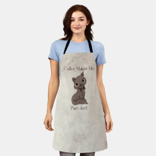 Tablier Le café me rend parfait - Grains de café - Chat mi