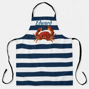 Tablier Le crabe rouge côtier en bandes marines