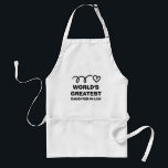 Tablier Le Grand Démon du monde<br><div class="desc">Le World's Greatest Daughter in law kitchen apron. Personalized cooking and baking aprons for women. White,  beige or yellow color with cute heart drawing and bold typographiy. Fun Birthday vend idea for new family member. Add your own custom text optionally.</div>