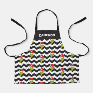 Tablier Le Grinch Motif Chevron de vacances noir et blan