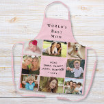 Tablier Le meilleur collage photo de maman du monde rose<br><div class="desc">Un joli cadeau de garde d'tablier rose pour votre maman avec un collage photo de 8 de ses enfants,  membres de sa famille,  animaux domestiques,  etc,  "World's Best Mom" et les noms de ses enfants. Personnalisez si elle s'appelle "Maman",  "Maman",  "Maman".</div>