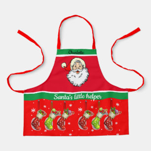 Tablier Le nom de l'enfant Père Noël Helper Baking with