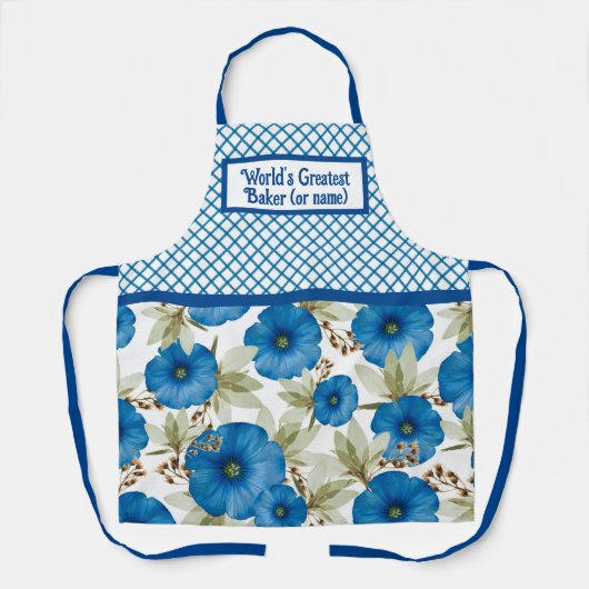 Tablier Le plus grand Baker - Blue Morning Glories (Recto)