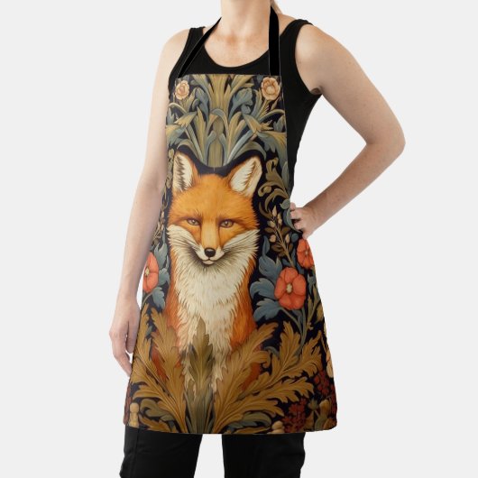 Tablier Le renard et les fleurs rouges style Art nouveau (Insitu)