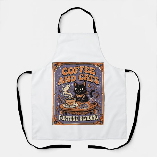 Tablier Lecture de la fortune du café et des chats avec de (Recto)