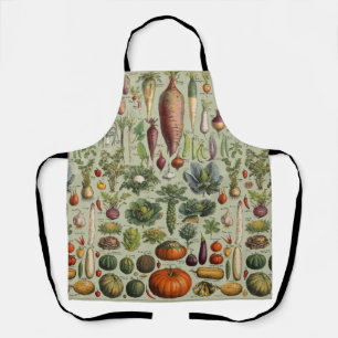 Tablier légumes de jardin botanique vintage français