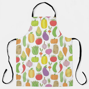 Tablier Légumes dessinés à la main, fond vintage doodle.