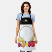 Tablier Légumes mignons et fruits Monogrammes (Porté)