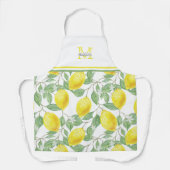 Tablier Lemons d'aquarelle jaune ensoleillé| Monogrammes (Recto)