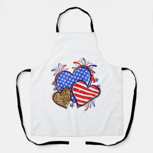 Tablier Leopard American Flag Heart 4 juillet USA