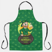 Tablier Leprechaun de dessin dans une casserole d'or tenan (Recto)