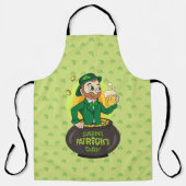 Tablier Leprechaun de dessin dans une casserole d'or tenan (Recto)