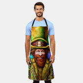 Tablier Leprechaun vert malicieux avec le trèfle (Porté)
