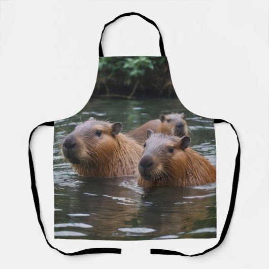 Tablier Les capybaras nagent dans la rivière, (Recto)