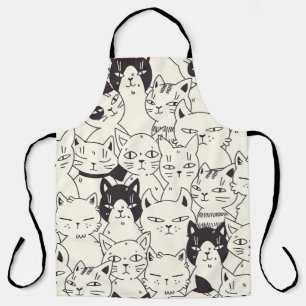 Tablier Les chats dessinés à la main gribouillent un motif