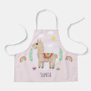 Tablier Les filles mignonnes et les enfants de lama arc-en
