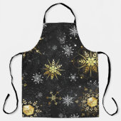 Tablier Les flocons dorés de Noël sur l'Arrière - plan noi (Recto)