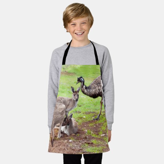 Tablier "Les Pals improbables : l'amitié Kangaroo et Emu" (Porté)