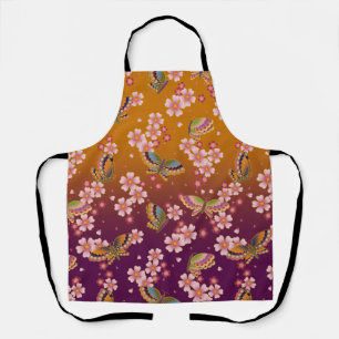 Tablier Les papillons japonais au milieu du Sakura fleuris