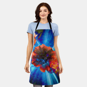 Tablier Les pivoines en bleu clair