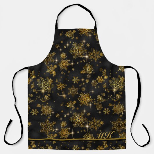 Tablier Les plus beaux flocons de neige Motif Gold/Black I (Recto)