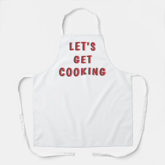 Tablier “Let’s Get Cooking” Motivational White Apron | Fun (Recto)