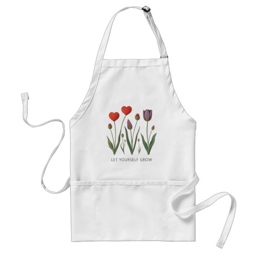 Tablier Let Yourself Grow Floral Heart Tulips Art (Devant)