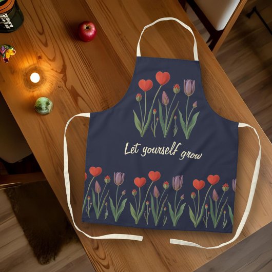 Tablier Let Yourself Grow Floral Heart Tulips Art