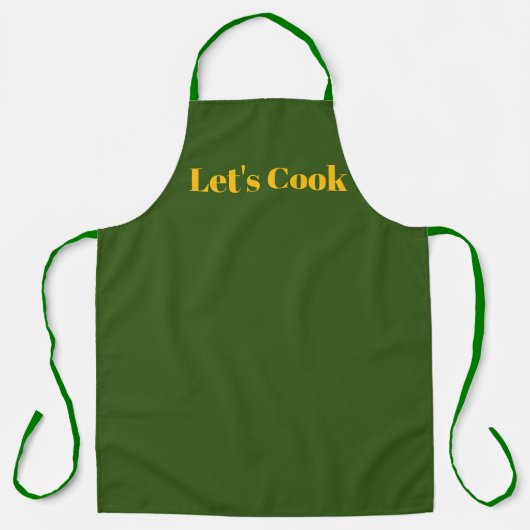Tablier Let's Cook Olive Green  Kitchen Craft Chef  (Recto)