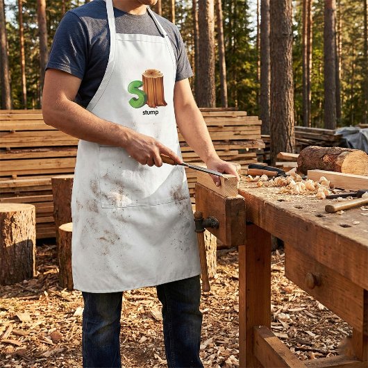 Tablier Lettre alphabet S Arbre S Amusant Arbre Stump Art