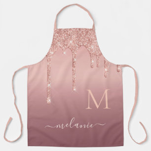 Tablier Lettre de nom personnalisée Rose Gold Parties scin