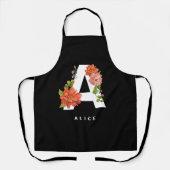 Tablier LETTRE Florale D'Aquarelle Vibrante A Apron Monogr (Recto)