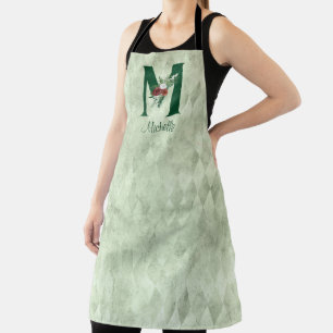 Tablier Lettre florale d'hiver M personnalisée 