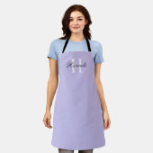 Tablier Lettre initiale Monogramme avec nom Lavender Apron (Porté)