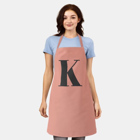 Tablier Lettre initiale | Monogramme Moderne Peach Design (Porté)