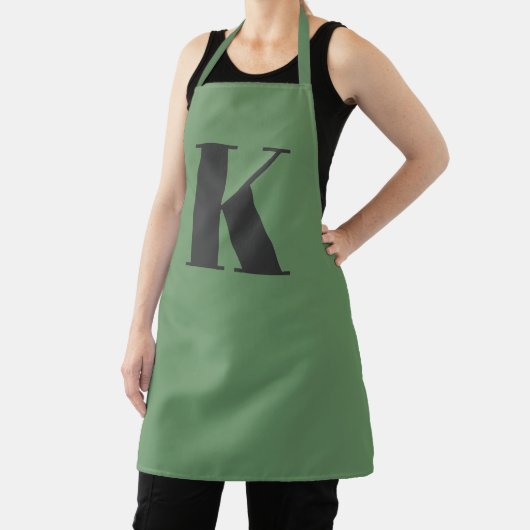 Tablier Lettre initiale | Monogramme Moderne Tendance Sage (Insitu)