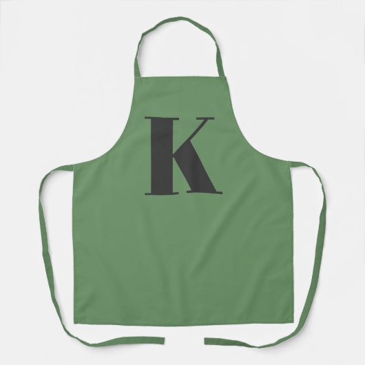 Tablier Lettre initiale | Monogramme Moderne Tendance Sage (Recto)