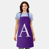 Tablier Lettre initiale Monogramme Style moderne violet (Porté)