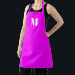 Tablier Lettre initiale personnalisée de néon magenta mono<br><div class="desc">Moderne monogramme néon magenta rose personnalisée personnalisée lettre initiale cuisine Apron. Texte blanc personnalisable,  néo magenta rose arrière - plan uni.</div>