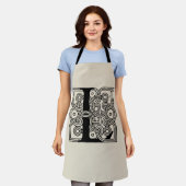 Tablier Lettre L Vintage Céleste noeud Monogramme (Porté)