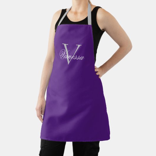 Tablier Lettre Monogramme Personnalisée Et Nom Apron Viole (Insitu)