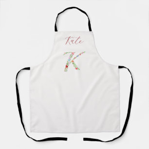 Tablier LETTRE MONOGRAPHIQUE Florale Aquarelle personnalis