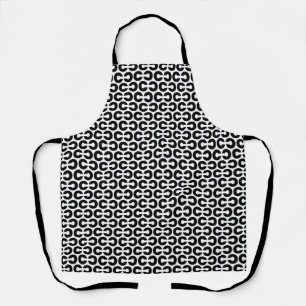 Tablier LETTRE NOIRE ET BLANCHE GRAVE C Alphabet Motif